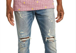 Calça Jeans Skinny Rasgada ICE CREAM em Gelatto, Tamanho 32 Amarelo