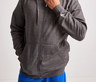 Champion Masculino Big &amp; Tall Fleece Full Zip Hoodie Cinza Tamanho XXX-G