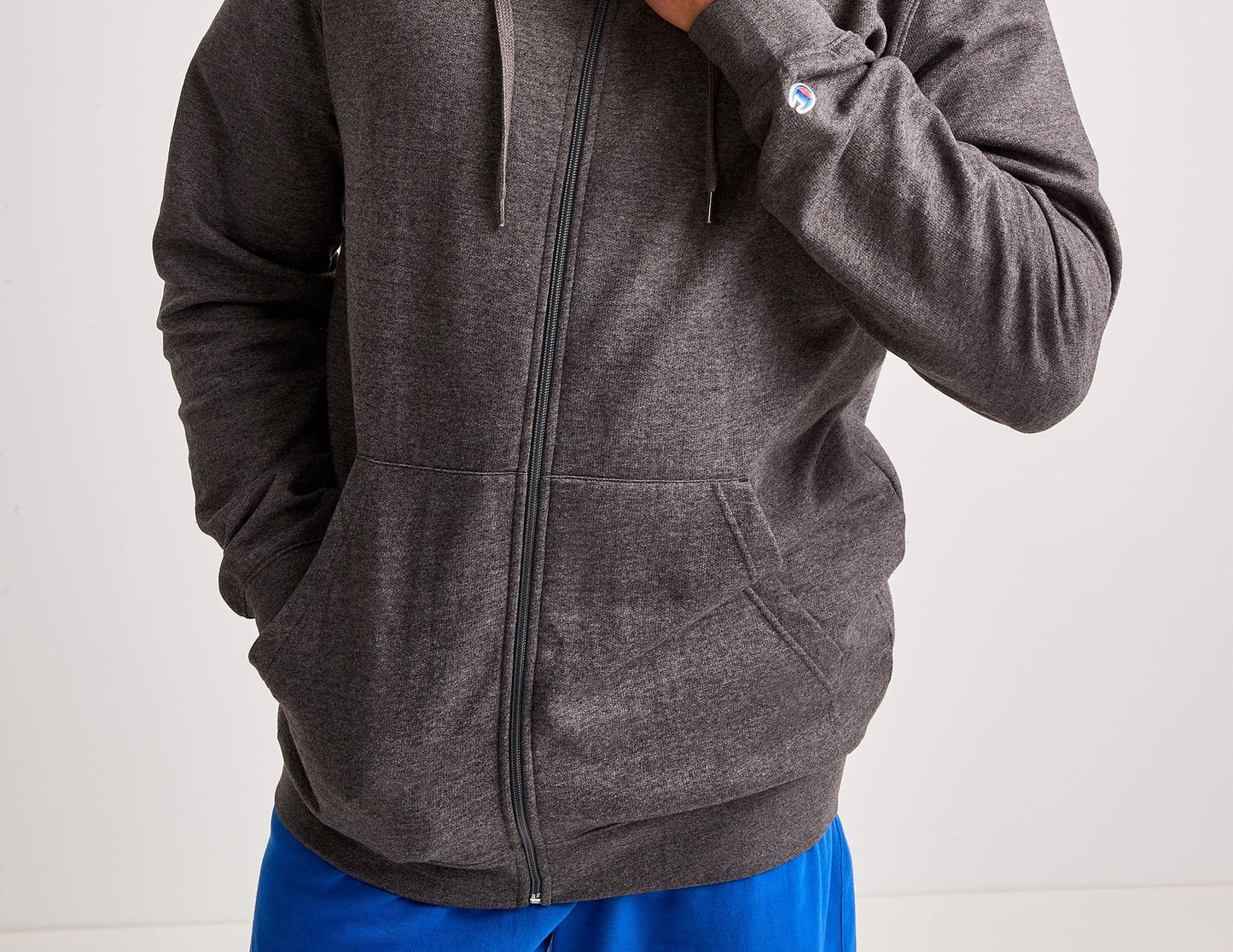 Champion Masculino Big &amp; Tall Fleece Full Zip Hoodie Cinza Tamanho XXXX-G
