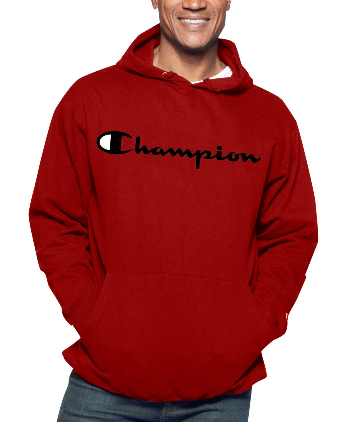 Moletom com capuz estampado com logotipo Champion masculino vermelho tamanho 2X