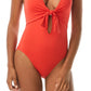 Vince Camuto Maiô Feminino com Nó Frontal e Halter Vermelho