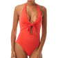 Vince Camuto Maiô Feminino com Nó Frontal e Halter Vermelho