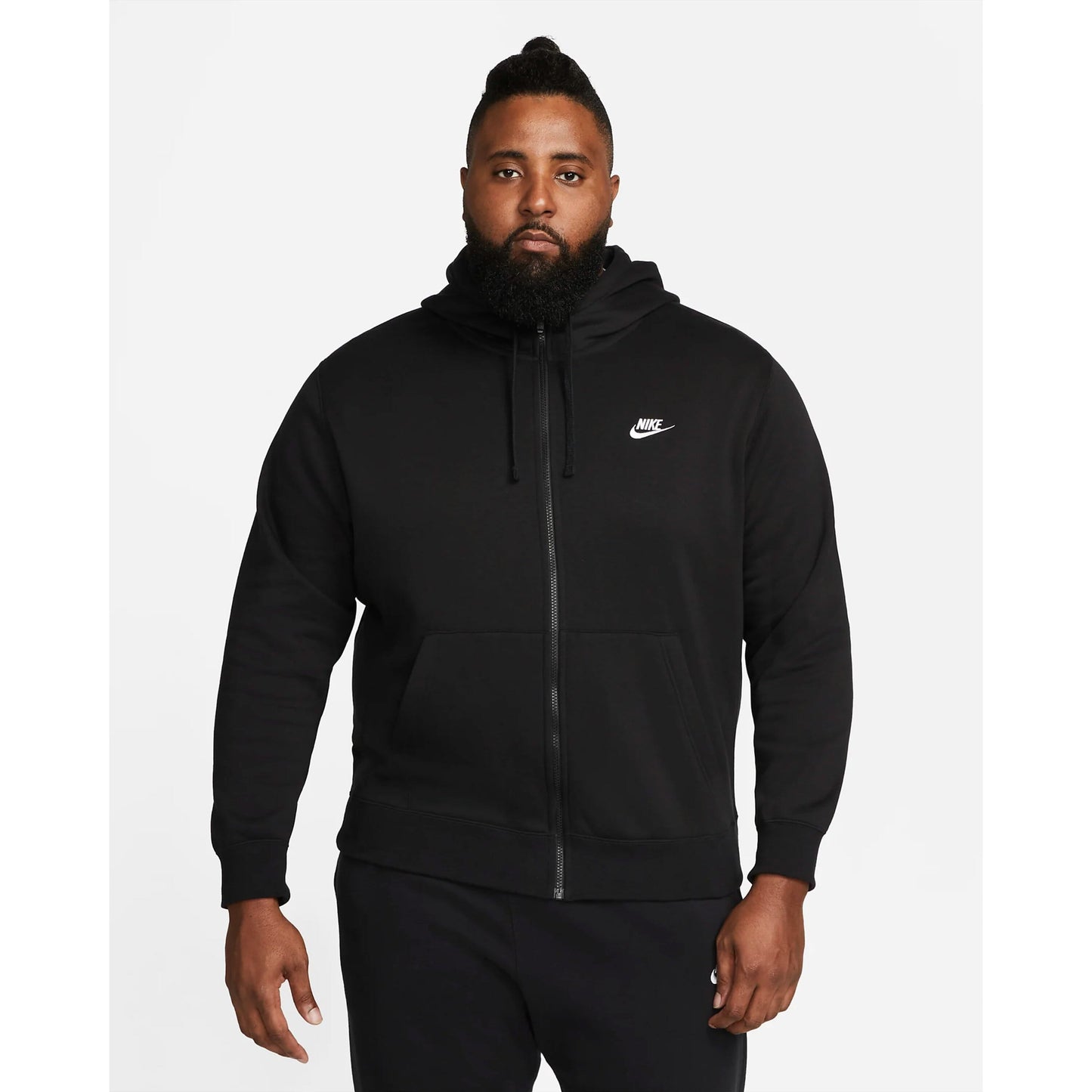 Moletom com capuz Nike Sportswear Club Fleece grande preto com zíper completo para homens