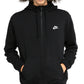 Moletom com capuz Nike Sportswear Club Fleece grande preto com zíper completo para homens