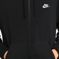 Moletom com capuz Nike Sportswear Club Fleece grande preto com zíper completo para homens