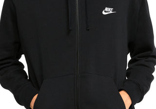Moletom com capuz Nike Sportswear Club Fleece grande preto com zíper completo para homens