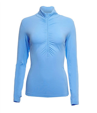 Ibkul - Blusa de gola alta com manga comprida franzida