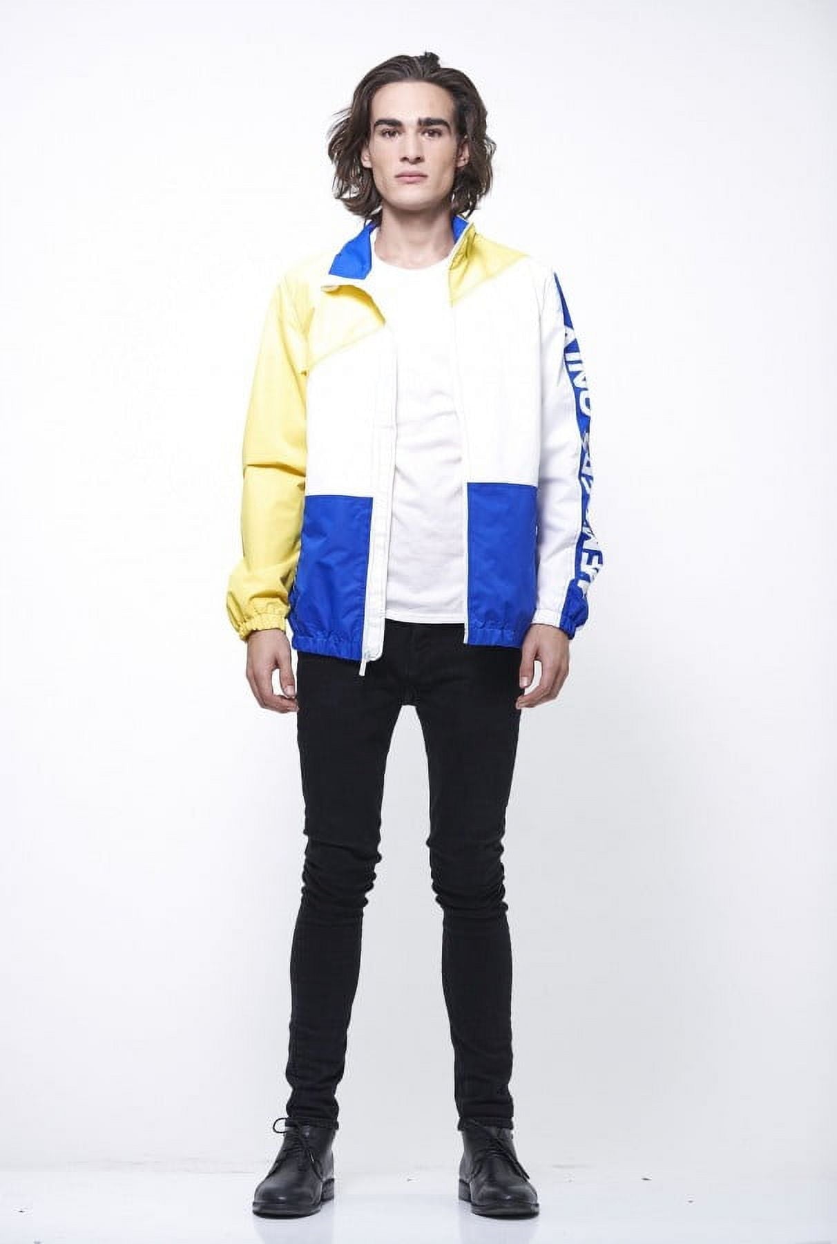 Jaqueta masculina com blocos de cores náuticas, tamanho pequeno, amarela, somente para membros