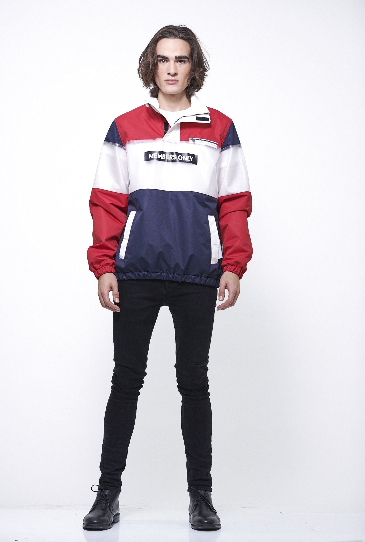 Jaqueta masculina colorida e translúcida, mangas compridas, vermelha, tamanho P, somente para membros