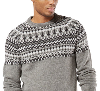 Dockers Masculino Fair Isle Manga Longa Gola Redonda Mistura de Lã Cinza Tamanho Grande