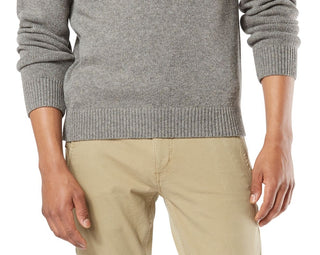 Dockers Masculino Fair Isle Manga Longa Gola Redonda Mistura de Lã Cinza Tamanho Grande