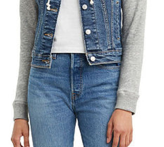 Jaqueta jeans feminina Levi's Trucker com capuz, azul, tamanho pequeno