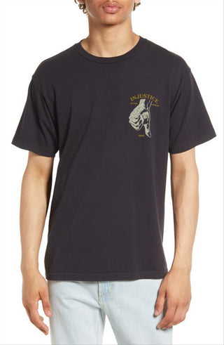 Camiseta masculina Obey XX-Large de algodão orgânico com estampa preta desbotada