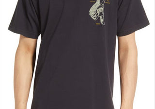 Camiseta masculina Obey XX-Large de algodão orgânico com estampa preta desbotada