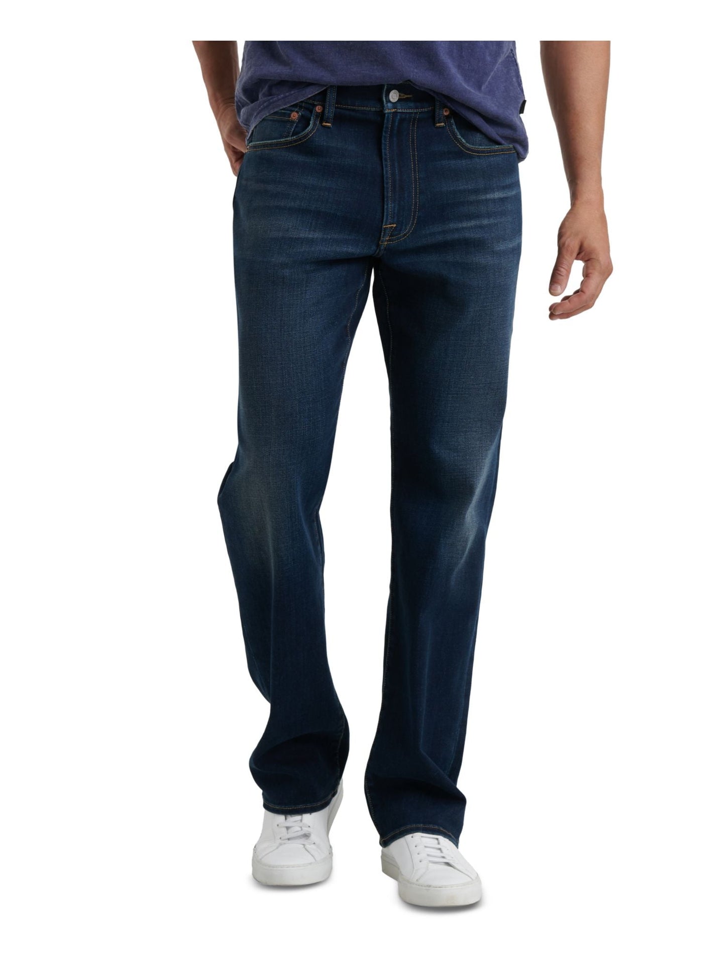 Calça Jeans Stretch Coolmax Relaxed Straight Fit Masculina Lucky Brand 181 Azul Tamanho 34X34