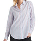 Camisa feminina listrada clássica com botões Lucky Brand, azul, tamanho extragrande