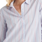 Camisa feminina listrada clássica com botões Lucky Brand, azul, tamanho extragrande