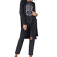 Cardigan longo feminino Lucky Brand com frente aberta, preto, tamanho grande