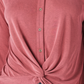 Camisa feminina Lucky Brand com botões e bainha torcida, vermelha, tamanho pequeno