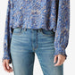 Blusa feminina Lucky Brand Paisley com gola babada e estampa azul