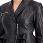 Jaqueta peplum GUESS Westlynn de couro sintético feminina, cinza, tamanho X-G
