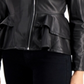 Jaqueta peplum GUESS Westlynn de couro sintético feminina, cinza, tamanho X-G