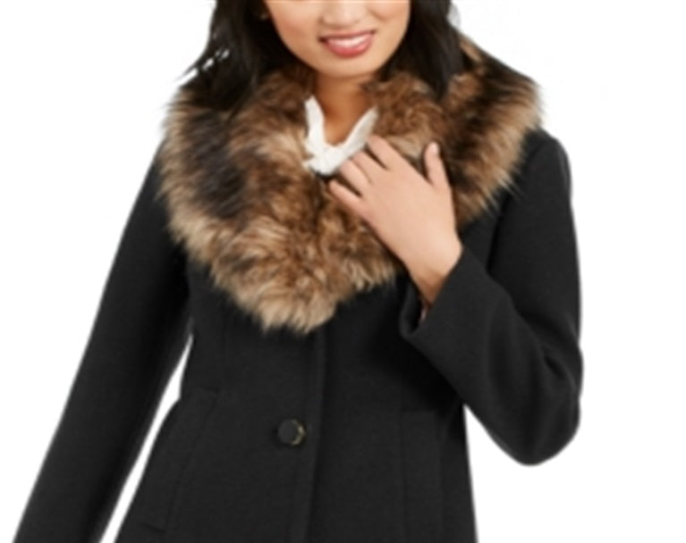 Kate Spade New York Casaco Feminino Preto com Acabamento Sintético Tamanho Grande