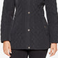 Jones New York Casaco acolchoado com capuz feminino, preto, tamanho XX-S