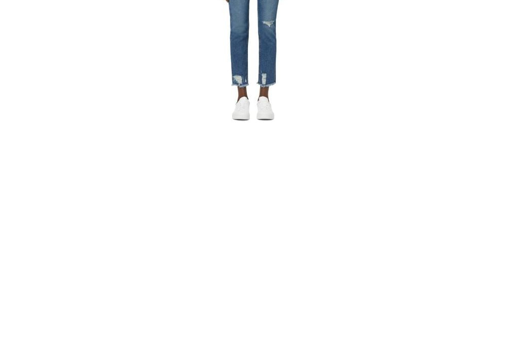 Calça jeans reta Hudson Jeans Nico Distressed Crop em Sea Glass, tamanho 32