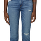 Calça jeans reta Hudson Jeans Nico Distressed Crop em Sea Glass, tamanho 32