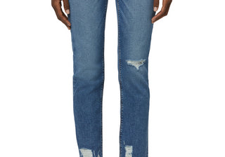 Calça jeans reta Hudson Jeans Nico Distressed Crop em Sea Glass, tamanho 32