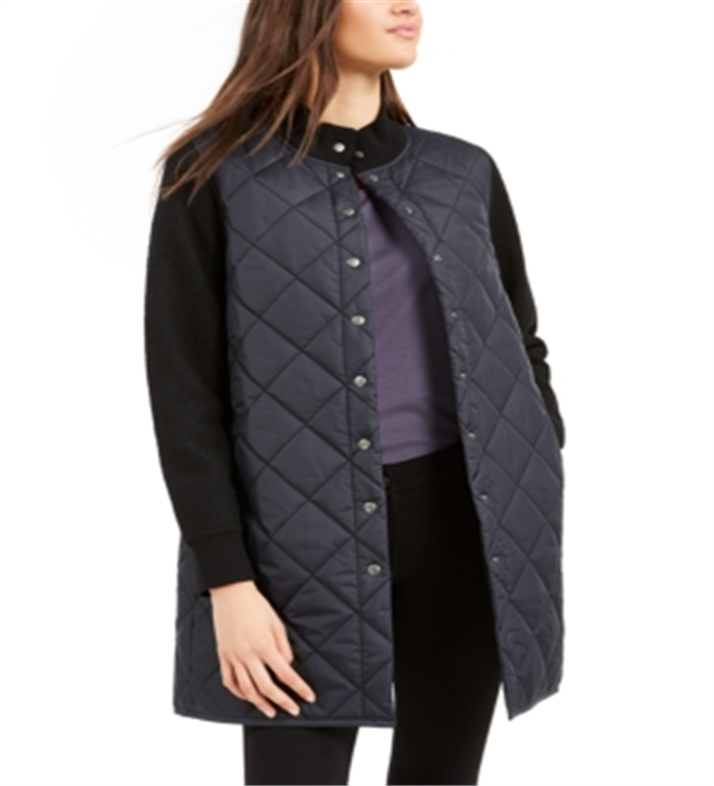 Eileen Fisher Women's Mixed Media Stand Collar Jacket Black Size XX-Small