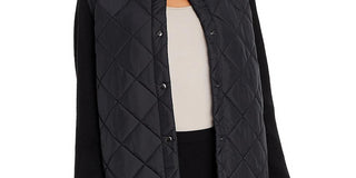 Jaqueta Eileen Fisher Feminina Mix Media Gola Alta Preta Tamanho Grande