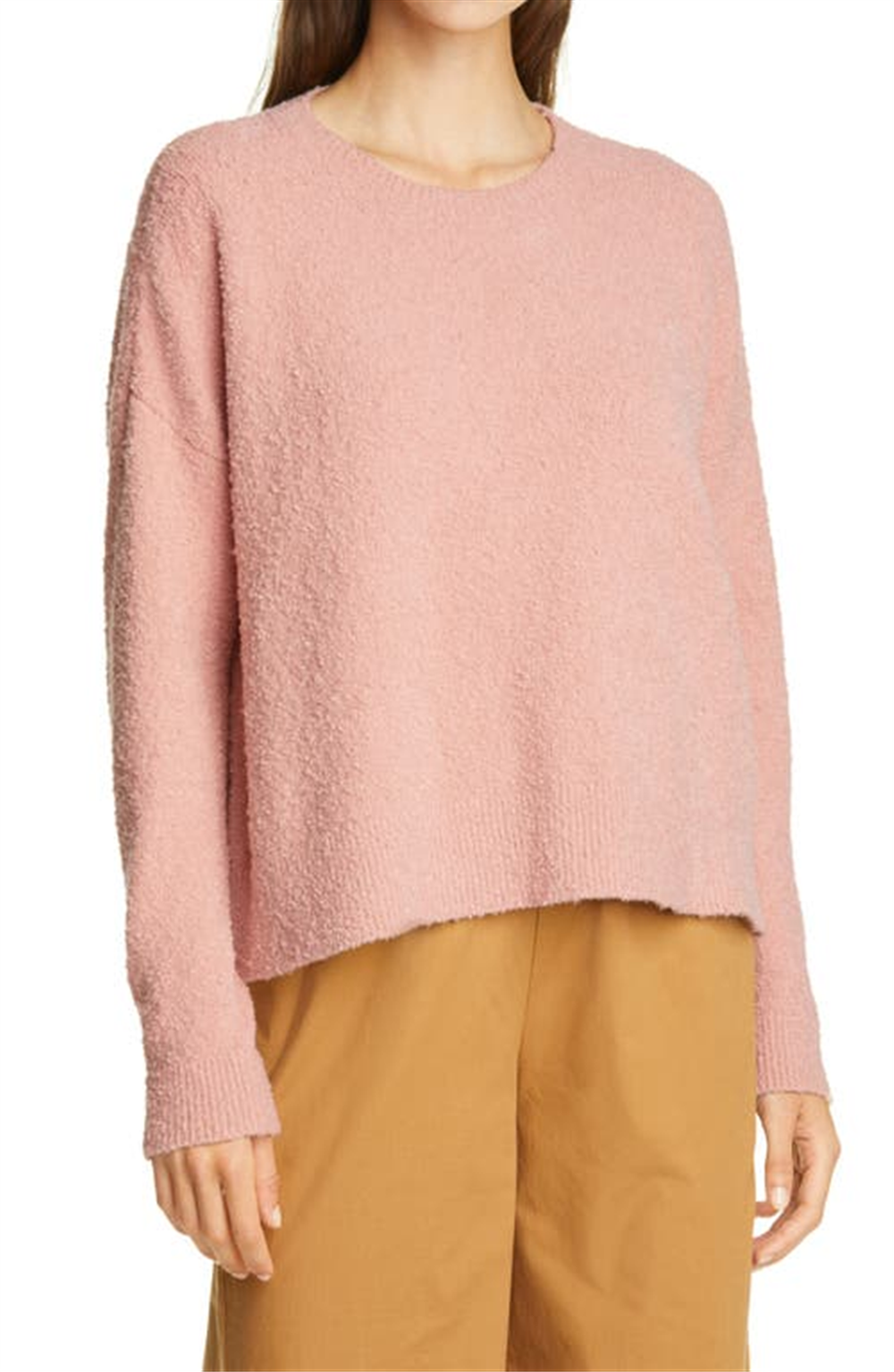 eileen-fisher-womens-blush-crewneck-boxy-pullover-size-medium