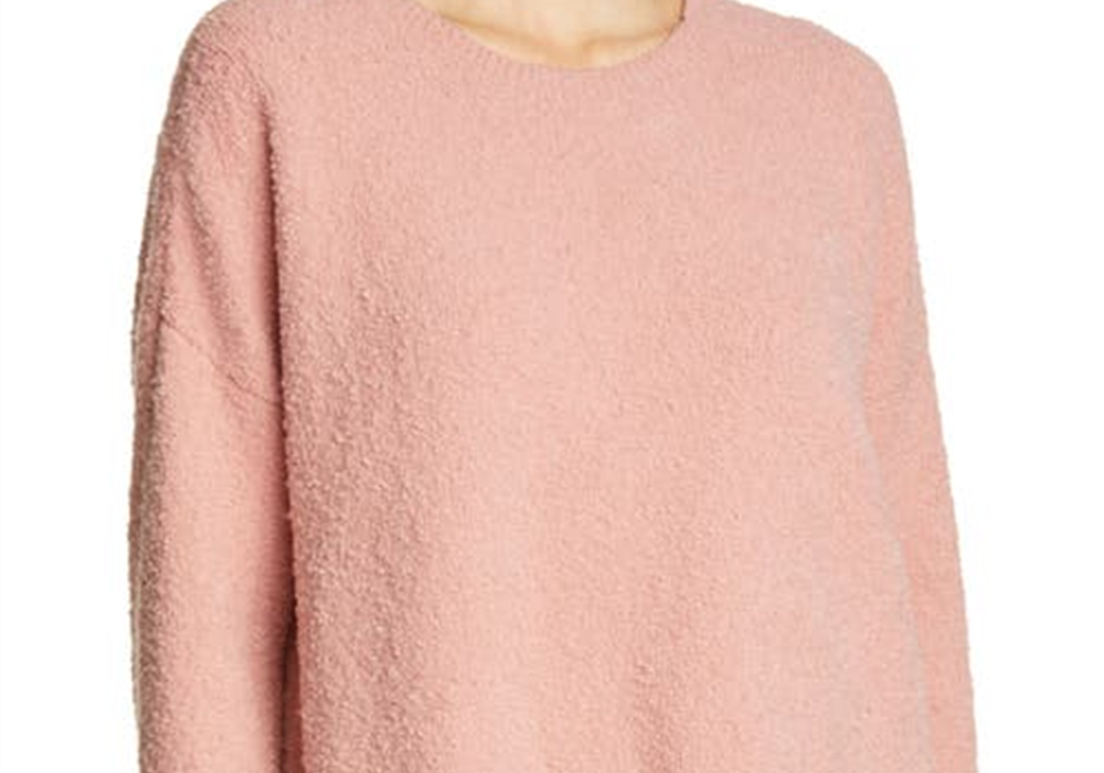 eileen-fisher-womens-blush-crewneck-boxy-pullover-size-medium