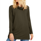 Túnica feminina Eileen Fisher de malha com gola alta, verde, tamanho médio