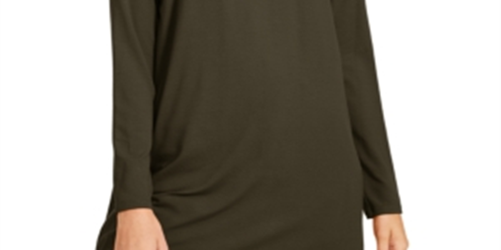 Túnica feminina Eileen Fisher de malha com gola alta, verde, tamanho médio