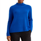 Suéter de gola alta de lã merino com manga raglan Eileen Fisher, azul, tamanho G