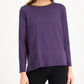 Blusa de malha tencel com gola redonda feminina Eileen Fisher, roxa, tamanho grande