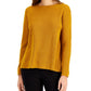 Suéter feminino Eileen Fisher de manga comprida, amarelo, tamanho grande