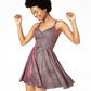 Vestido de noite feminino com lantejoulas, sem mangas, decote em V, acima do joelho, estilo flare, rosa, tamanho 0