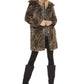 Michael Kors Women's Tiger Stripe Faux Fur Coat Brown Size XXL