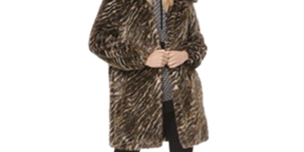 Casaco feminino Michael Kors Tiger Stripe Faux marrom tamanho XXL