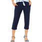 Calça curta com punho Michael Kors feminina, azul, tamanho extragrande