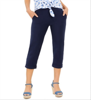 Calça curta com punho Michael Kors feminina, azul, tamanho extragrande
