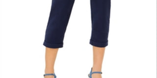 Calça curta com punho Michael Kors feminina, azul, tamanho extragrande
