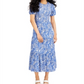 Vestido midi com babados paisley Michael Kors feminino, azul, tamanho grande