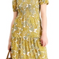 Vestido midi com babados paisley feminino Michael Kors, amarelo, tamanho médio