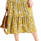 Vestido midi com babados paisley feminino Michael Kors, amarelo, tamanho médio