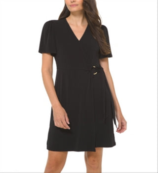 Vestido envelope falso Michael Kors feminino, preto, tamanho pequeno grande